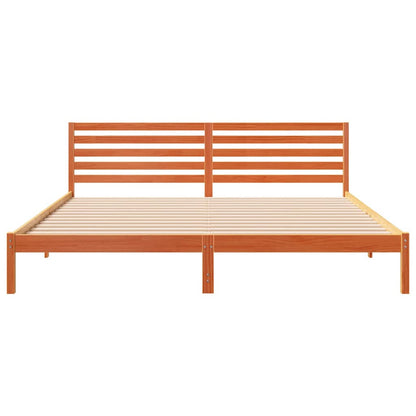 Bed Frame with Headboard Wax brown 180 x 210 cm Solid pine wood