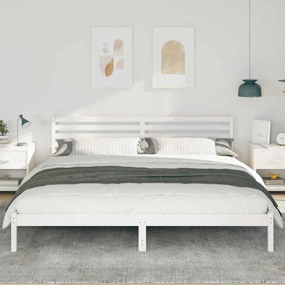 Bed Frame with Headboard White 200 x 210 cm Solid pine wood