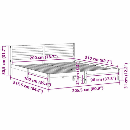 Bed Frame with Headboard White 200 x 210 cm Solid pine wood