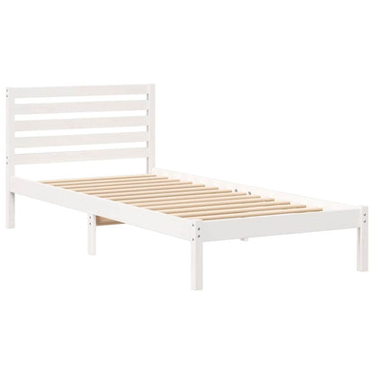 Bed Frame with Headboard White 80 x 220 cm Solid pine wood