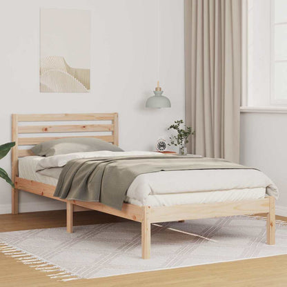 Bed Frame with Headboard Brown 90 x 220 cm Solid pine wood