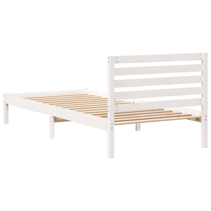 Bed Frame with Headboard White 90 x 220 cm Solid pine wood