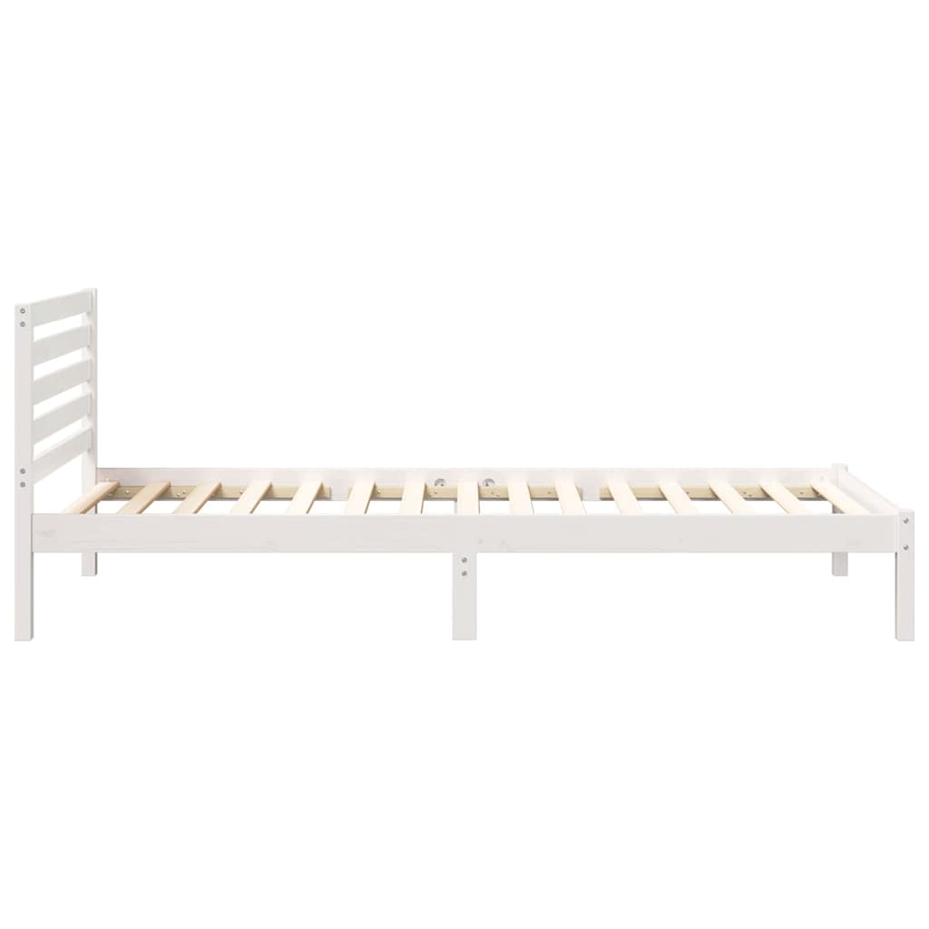 Bed Frame with Headboard White 90 x 220 cm Solid pine wood