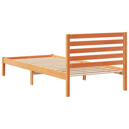 Bed Frame with Headboard Wax brown 100 x 220 cm Solid pine wood