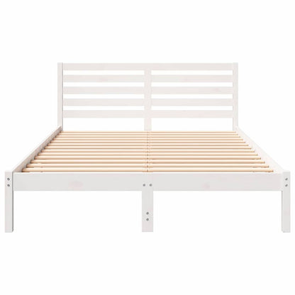 Bed Frame with Headboard White 140 x 220 cm Solid pine wood