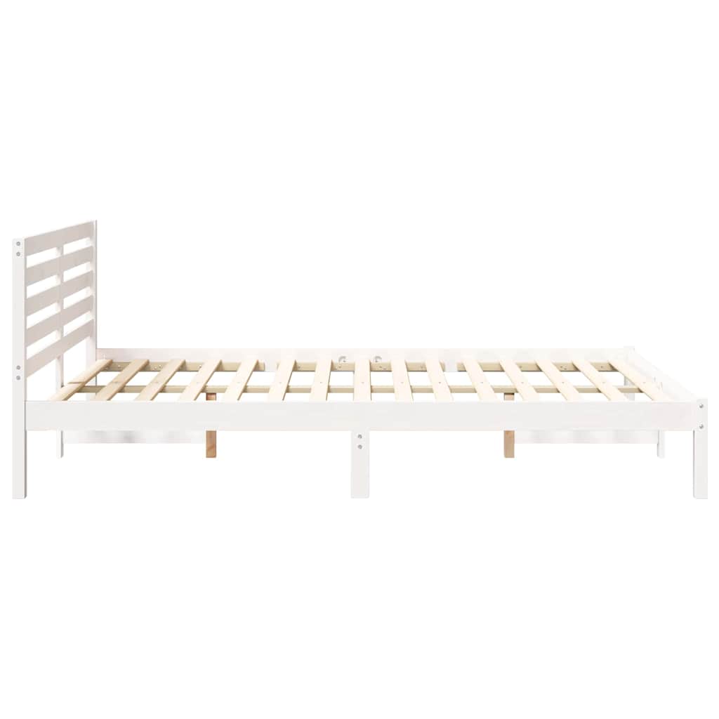 Bed Frame with Headboard White 140 x 220 cm Solid pine wood