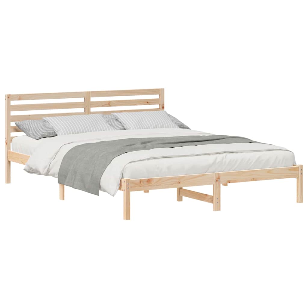 Bed Frame with Headboard Brown 160 x 220 cm Solid pine wood