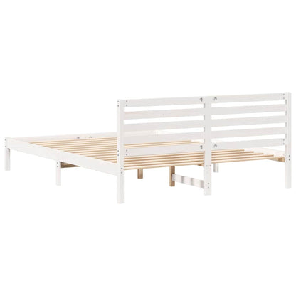 Bed Frame with Headboard White 160 x 220 cm Solid pine wood
