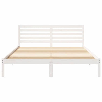 Bed Frame with Headboard White 160 x 220 cm Solid pine wood