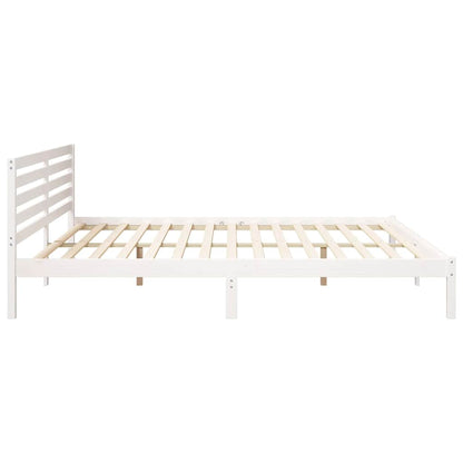 Bed Frame with Headboard White 180 x 220 cm Solid pine wood