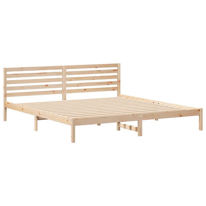 Bed Frame with Headboard Brown 200 x 220 cm Solid pine wood