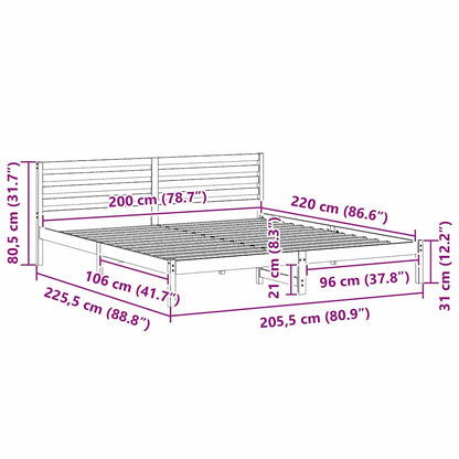 Bed Frame with Headboard Brown 200 x 220 cm Solid pine wood