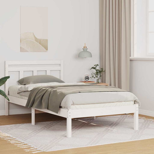 Bed Frame White 100 x 200 cm Solid Pine Wood