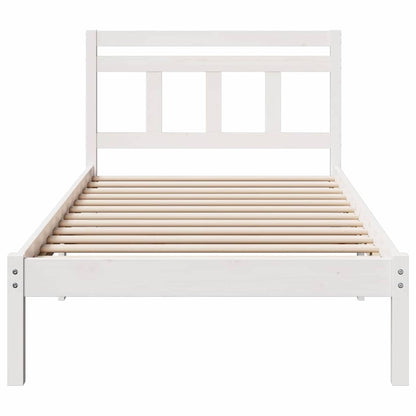 Bed Frame White 100 x 200 cm Solid Pine Wood