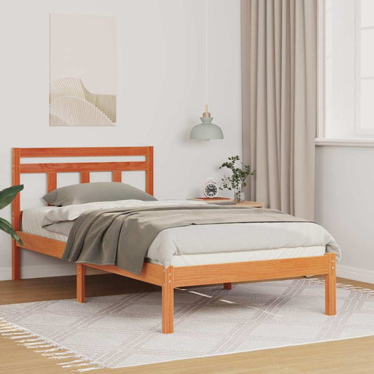 Bed Frame Brown 100 x 200 cm Solid Pine Wood