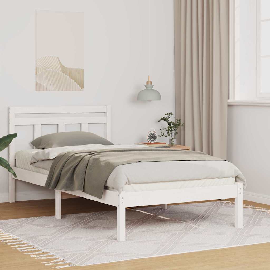Bed Frame White 90 x 190 cm Solid Pine Wood