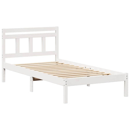 Bed Frame White 90 x 190 cm Solid Pine Wood