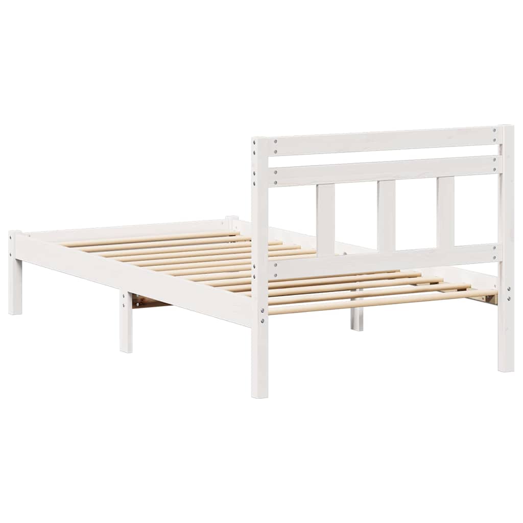 Bed Frame White 75 x 190 cm Solid Pine Wood