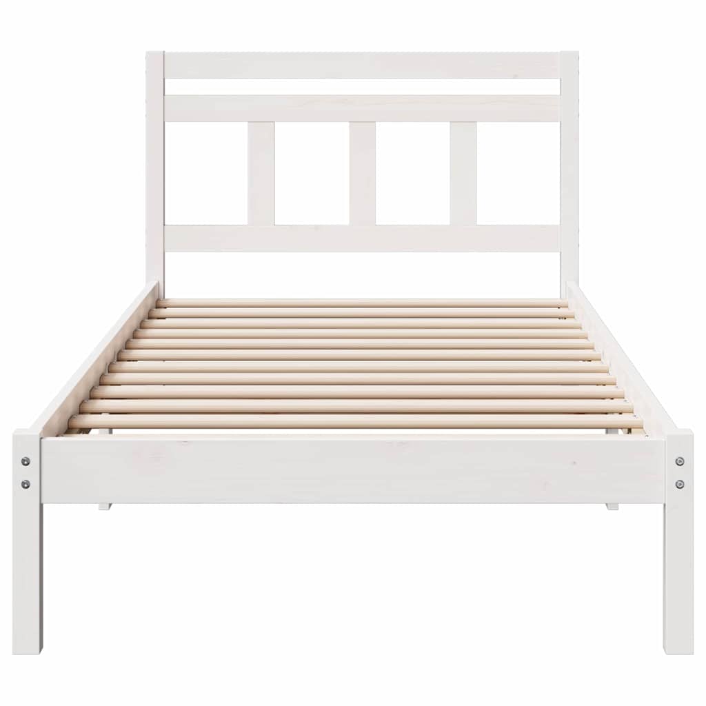 Bed Frame White 75 x 190 cm Solid Pine Wood