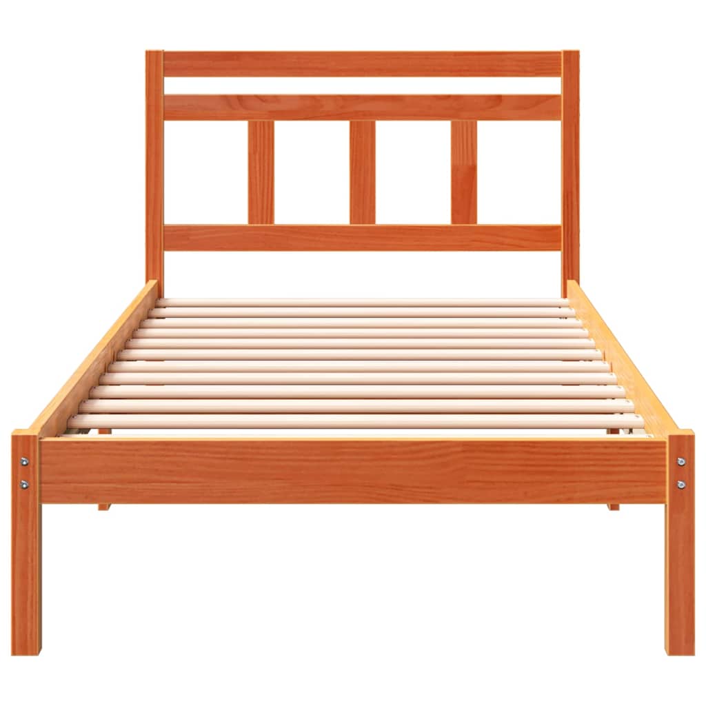 Bed Frame Brown 75 x 190 cm Solid Pine Wood