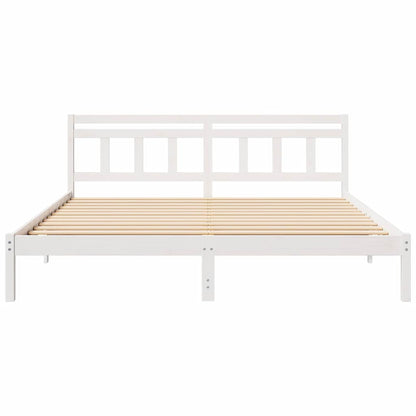Bed Frame with Headboard White Solid pine wood