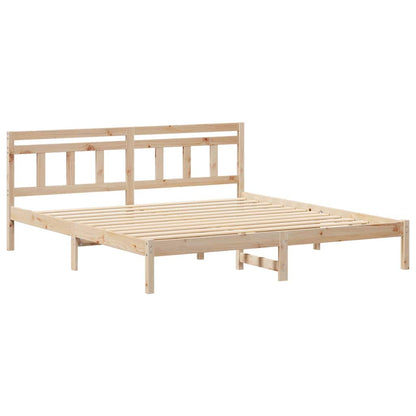 Bed Frame with Headboard Brown Pine wood