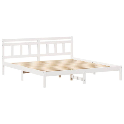 Bed Frame with Headboard White Solid pine wood