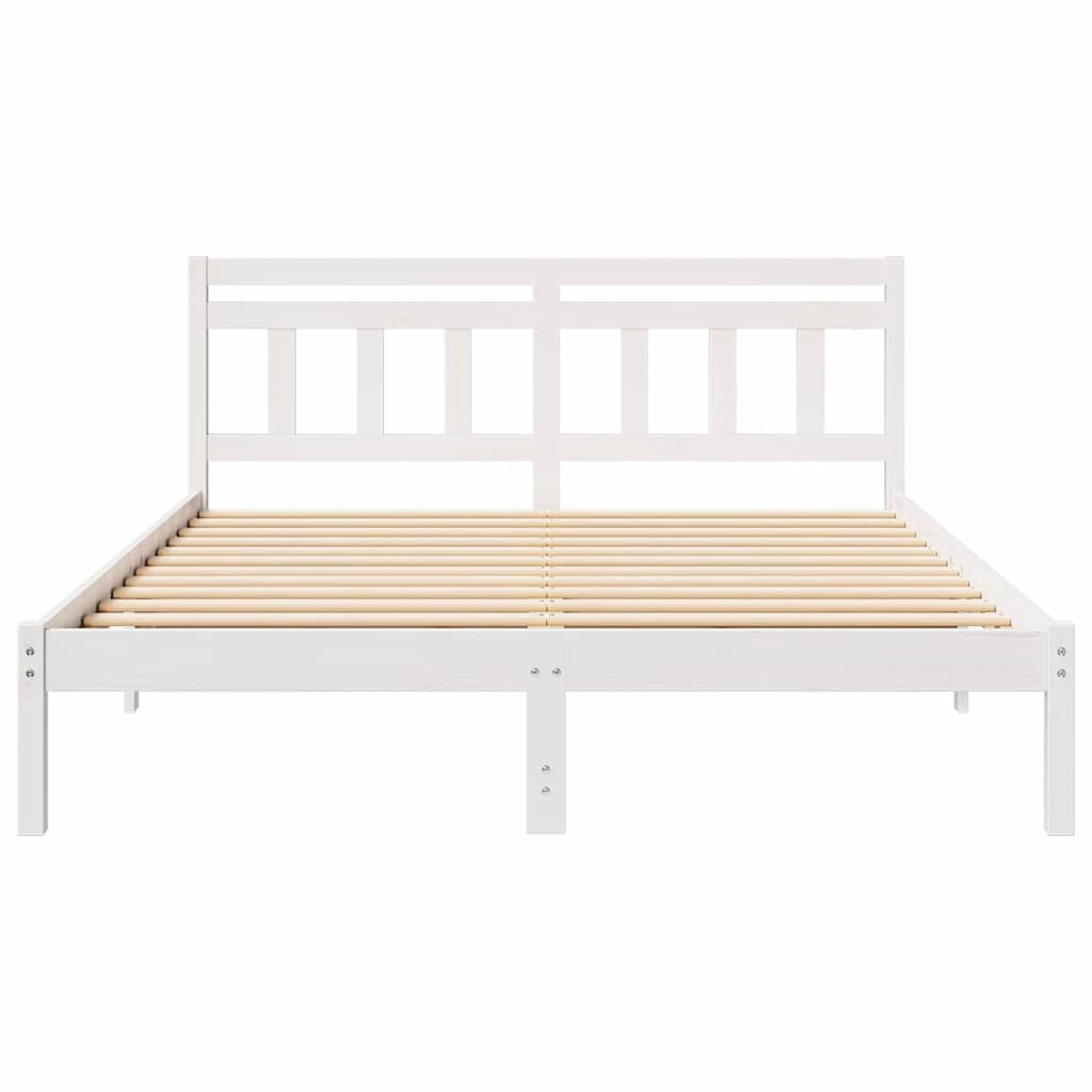 Bed Frame with Headboard White Solid pine wood