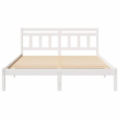Bed Frame with Headboard White Solid pine wood