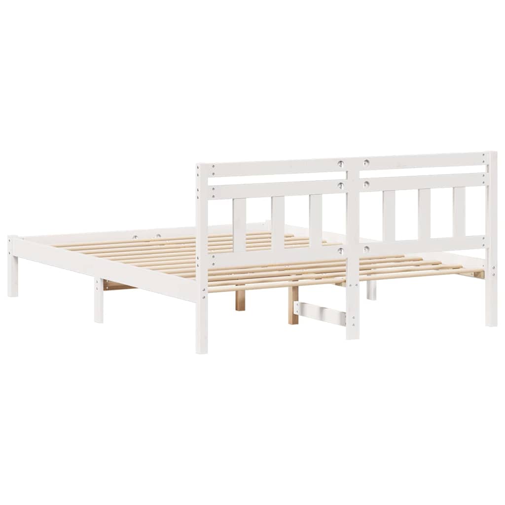 Bed Frame with Headboard White Pine wood