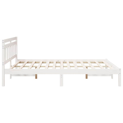 Bed Frame with Headboard White Solid pine wood