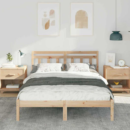 Bed Frame with Headboard Brown Pine wood