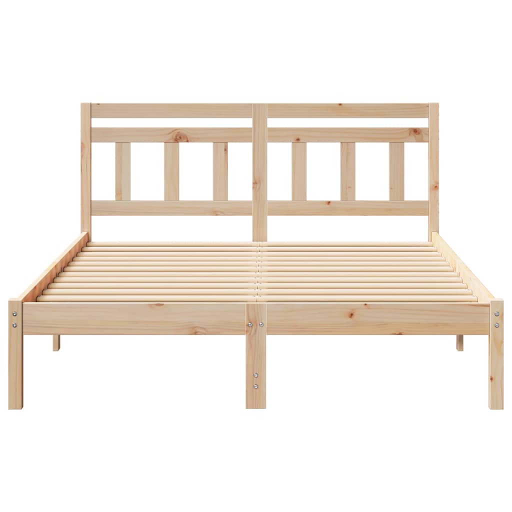 Bed Frame with Headboard Brown Pine wood