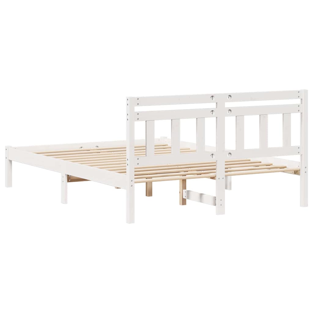 Bed Frame with Headboard White Pine wood