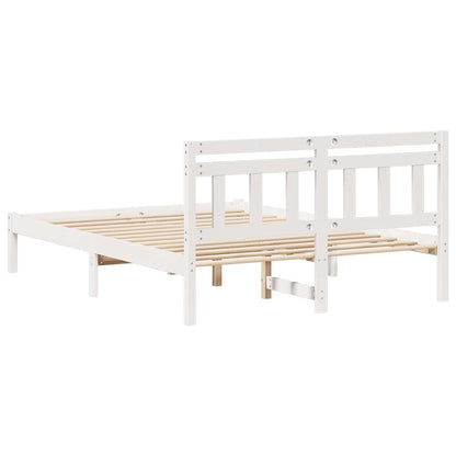 Bed Frame with Headboard White Pine wood