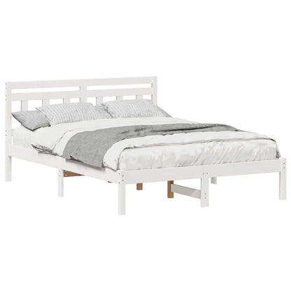 Bed Frame with Headboard White Pine wood