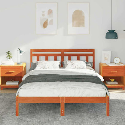 Bed Frame with Headboard Brown Solid pine wood