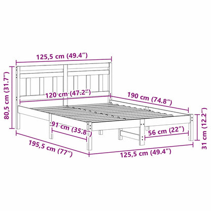 Bed Frame with Headboard Brown Solid pine wood