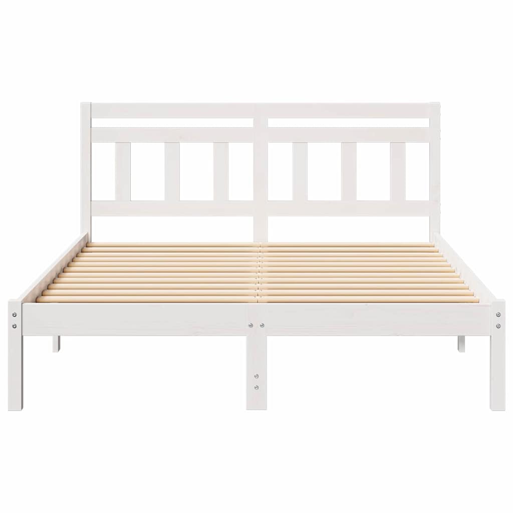 Bed Frame with Headboard White Pine wood