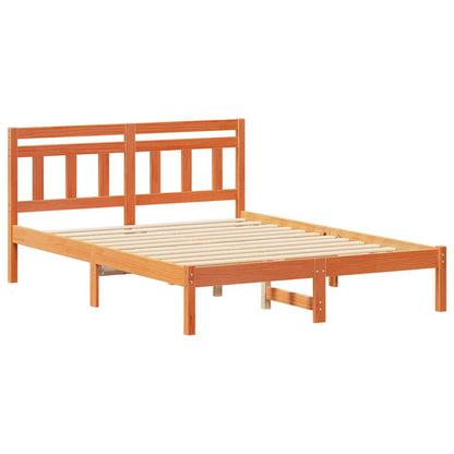 Bed Frame with Headboard Brown Solid pine wood