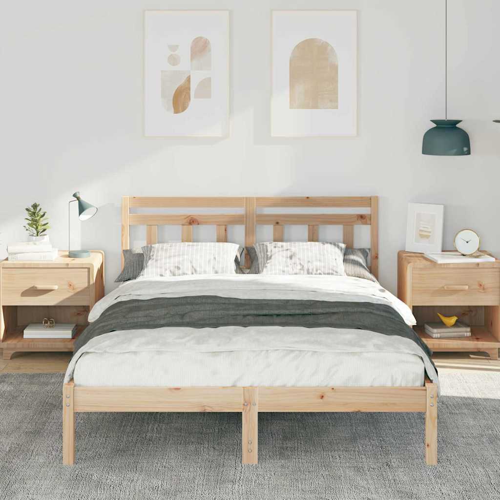 Bed Frame Brown 135 x 190 cm Solid Pine Wood