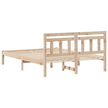 Bed Frame Brown 135 x 190 cm Solid Pine Wood