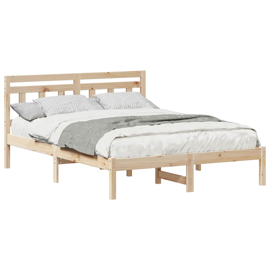 Bed Frame Brown 135 x 190 cm Solid Pine Wood