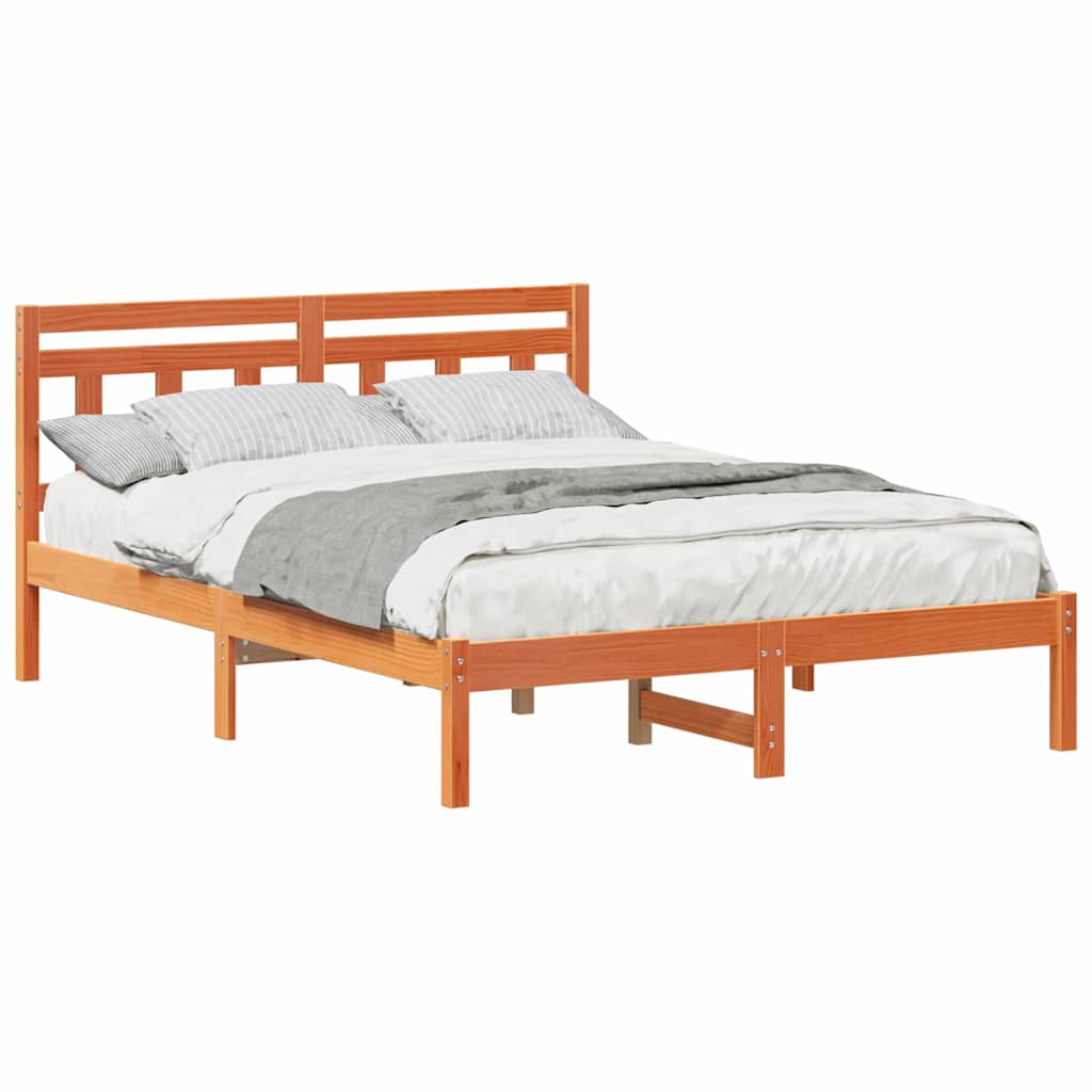 Bed Frame Brown 135 x 190 cm Solid Pine Wood