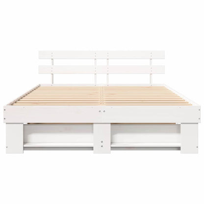 Bed Frame with Headboard White 160 x 200 cm Solid pine wood