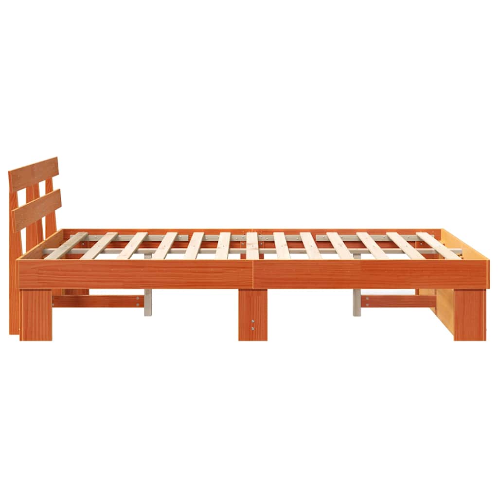 Bed Frame with Headboard Wax brown 120 x 190 cm Solid pine wood