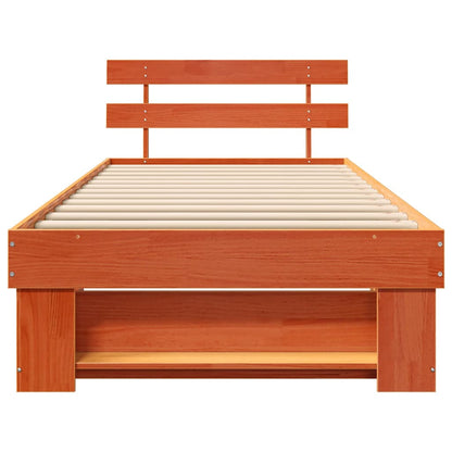 Bed Frame with Headboard Wax brown 100 x 200 cm Solid pine wood