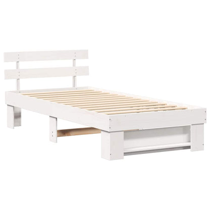 Bed Frame with Headboard White 90 x 200 cm Solid pine wood