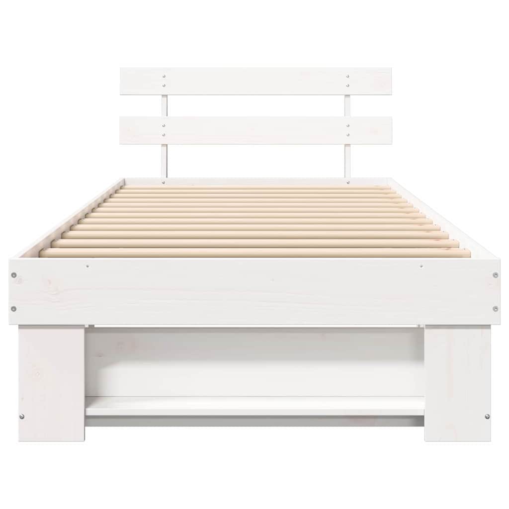 Bed Frame with Headboard White 90 x 200 cm Solid pine wood