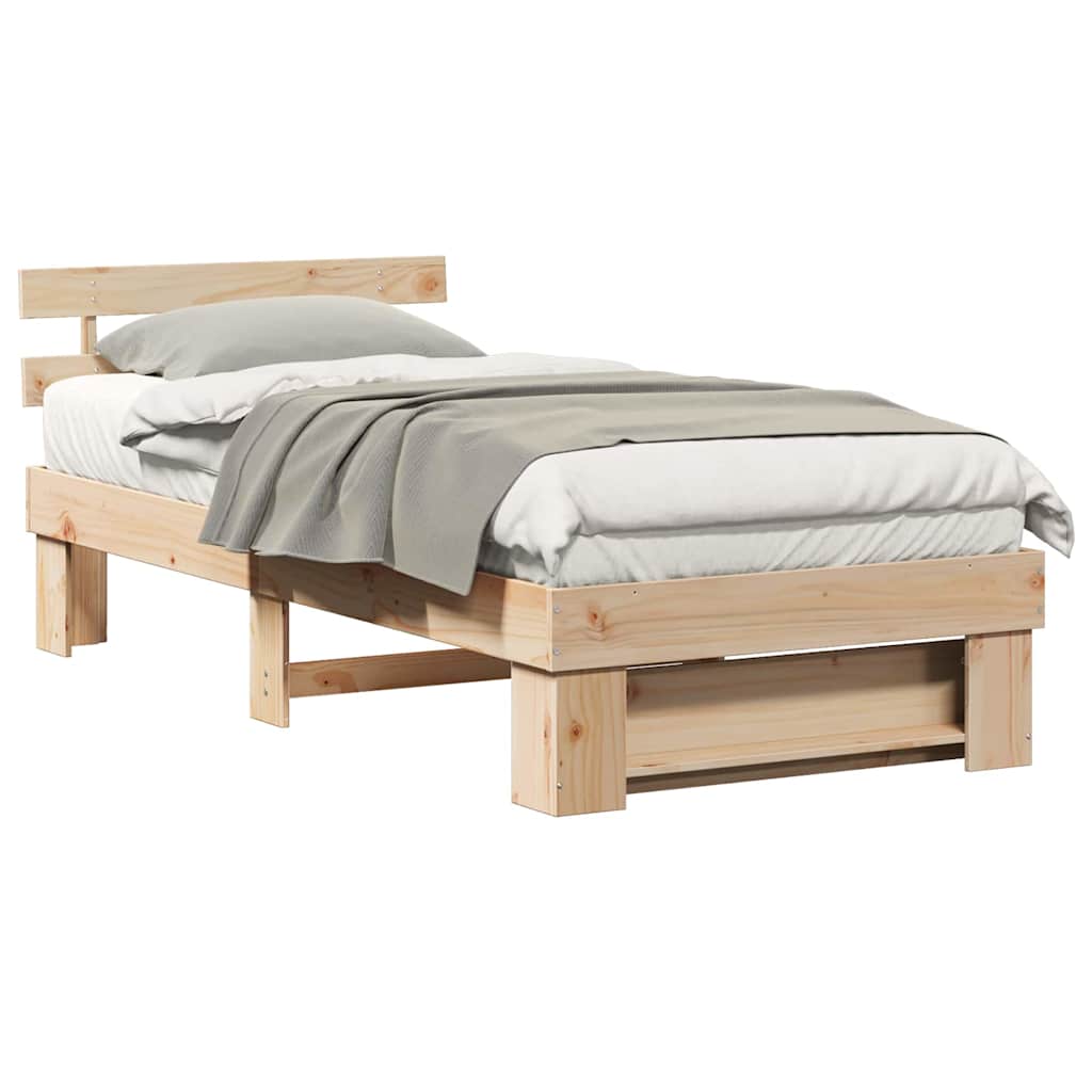 Bed Frame with Headboard Brown 80 x 200 cm Solid pine wood
